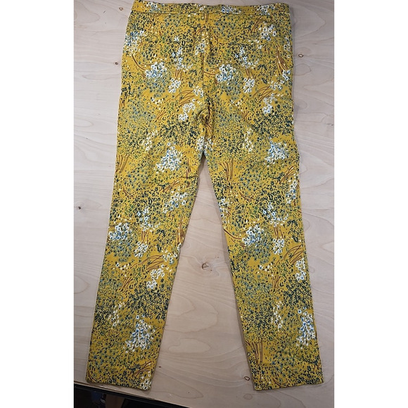 Jules & Leopold Pants M Mustard Floral Pull On Women's Mid-Rise Stretch - Picture 1 of 12